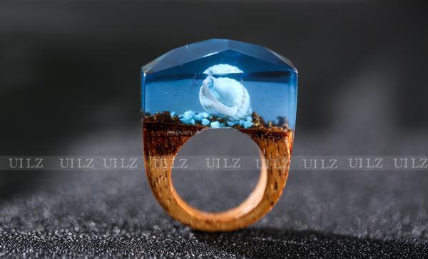 Quanta - Blå Seashell Resin Ring | Skanto