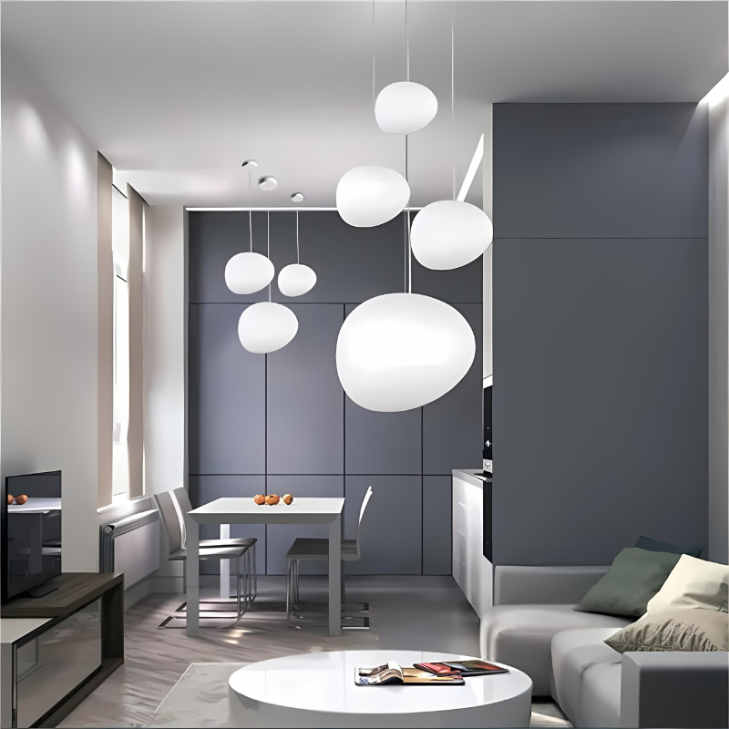 Skanto | GloStone | Elegant Glass Pebble Pendant Light