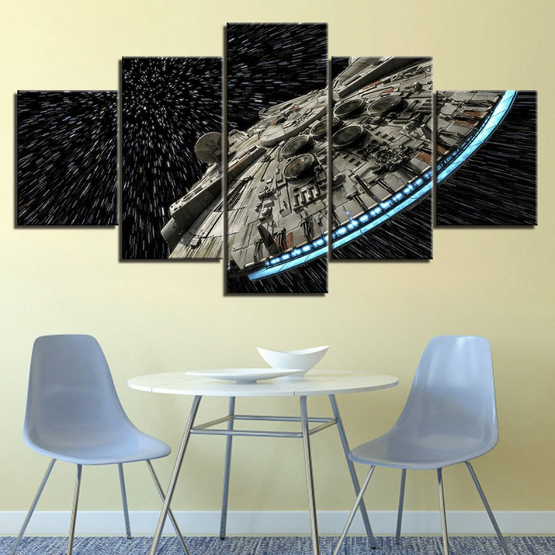 5 Piece Fascinating Galaxy UFOs Canvas Wall Art Painting | Skanto