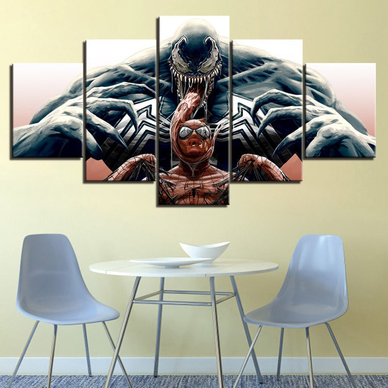 Spider-Man vs. Venom 5-delt lerretbilde | Høyoppløselige trykk