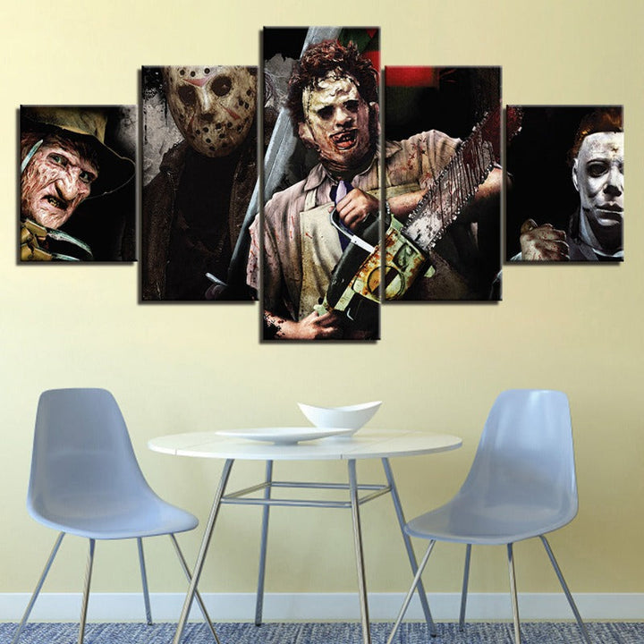 5 Piece Iconic Monster and Killer - Canvas Wall Art Painting | Skanto