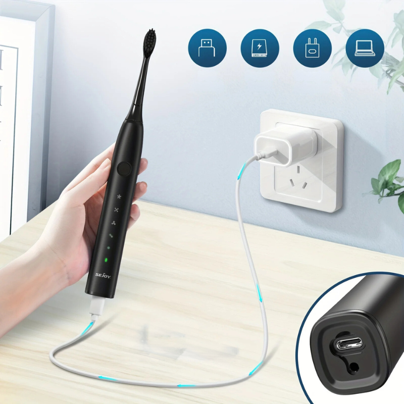 Skanto | GlowSmile Sonic Tannbørste – Oppladbar med 5 Moduser og 8 Børstehoder
