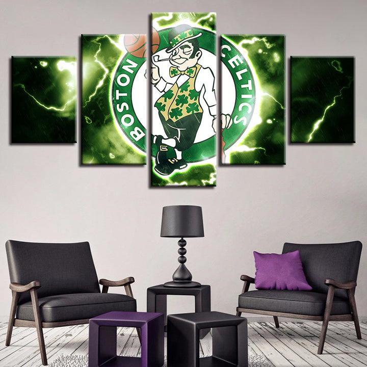 Elektriserende Boston Celtics 5-Delt - Lerret Veggkunst Maleri