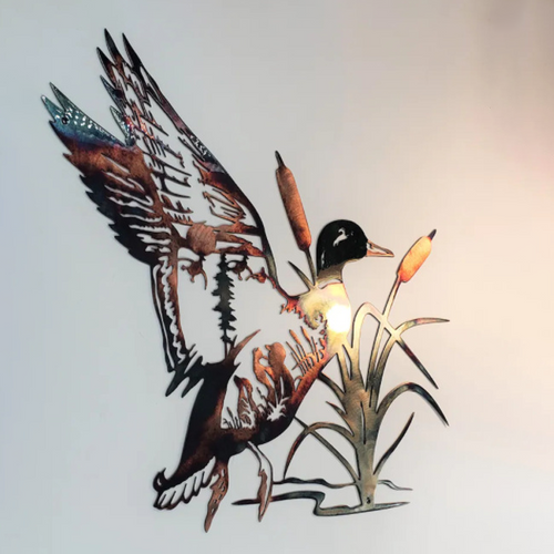 Solo Mallard jakt & ørret fiske scene kreativ metall veggkunst håndverk | Skanto
