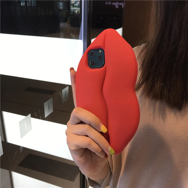 Skanto | 3D Stor Rød Lipp Munn Kyss Myk Silikon Skulder Iphone Deksel