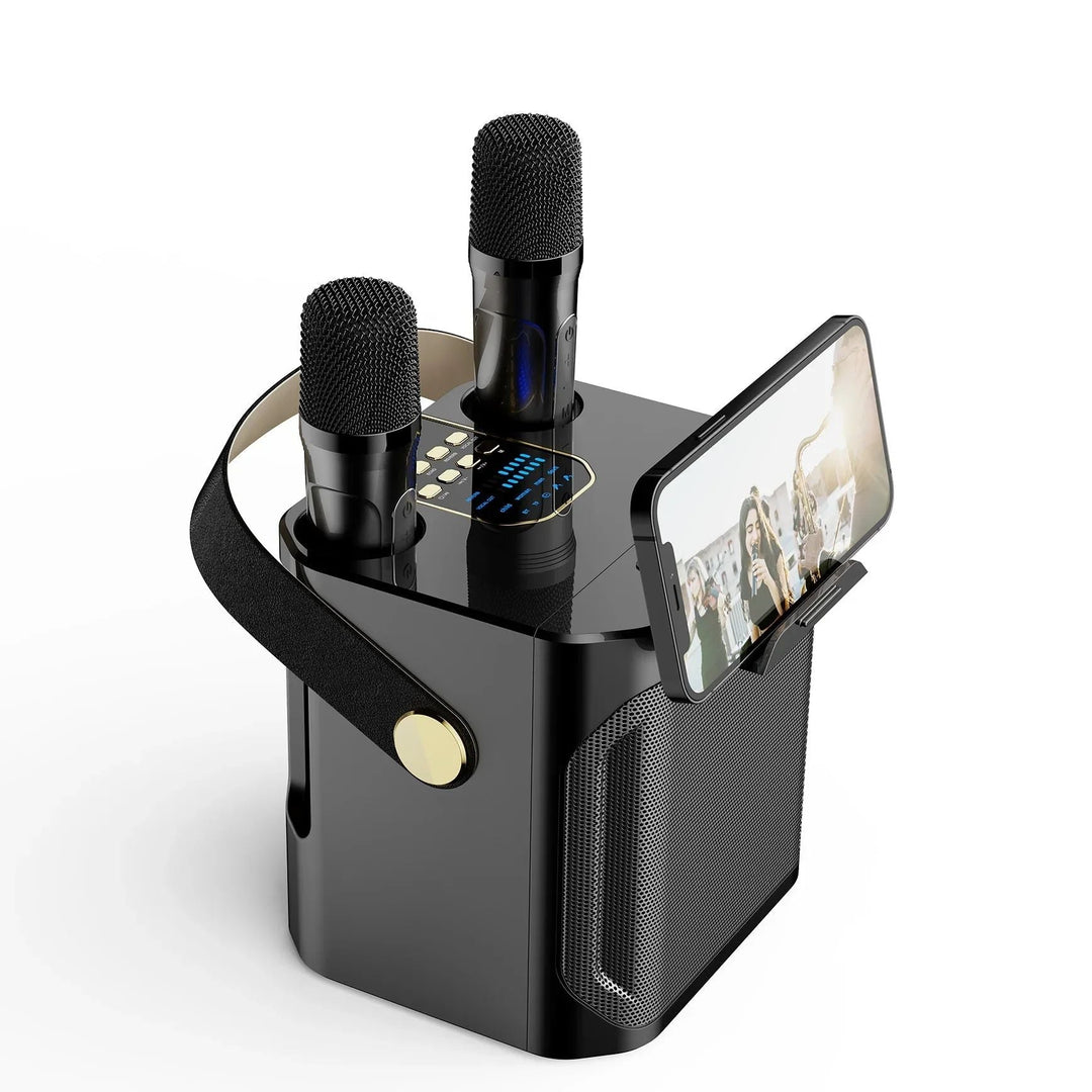 Skanto | Karaoke Bluetooth Høyttaler | 360° Surround Sound, Dual Mikrofoner & Bærbar for Fester og Utendørs Samlinger