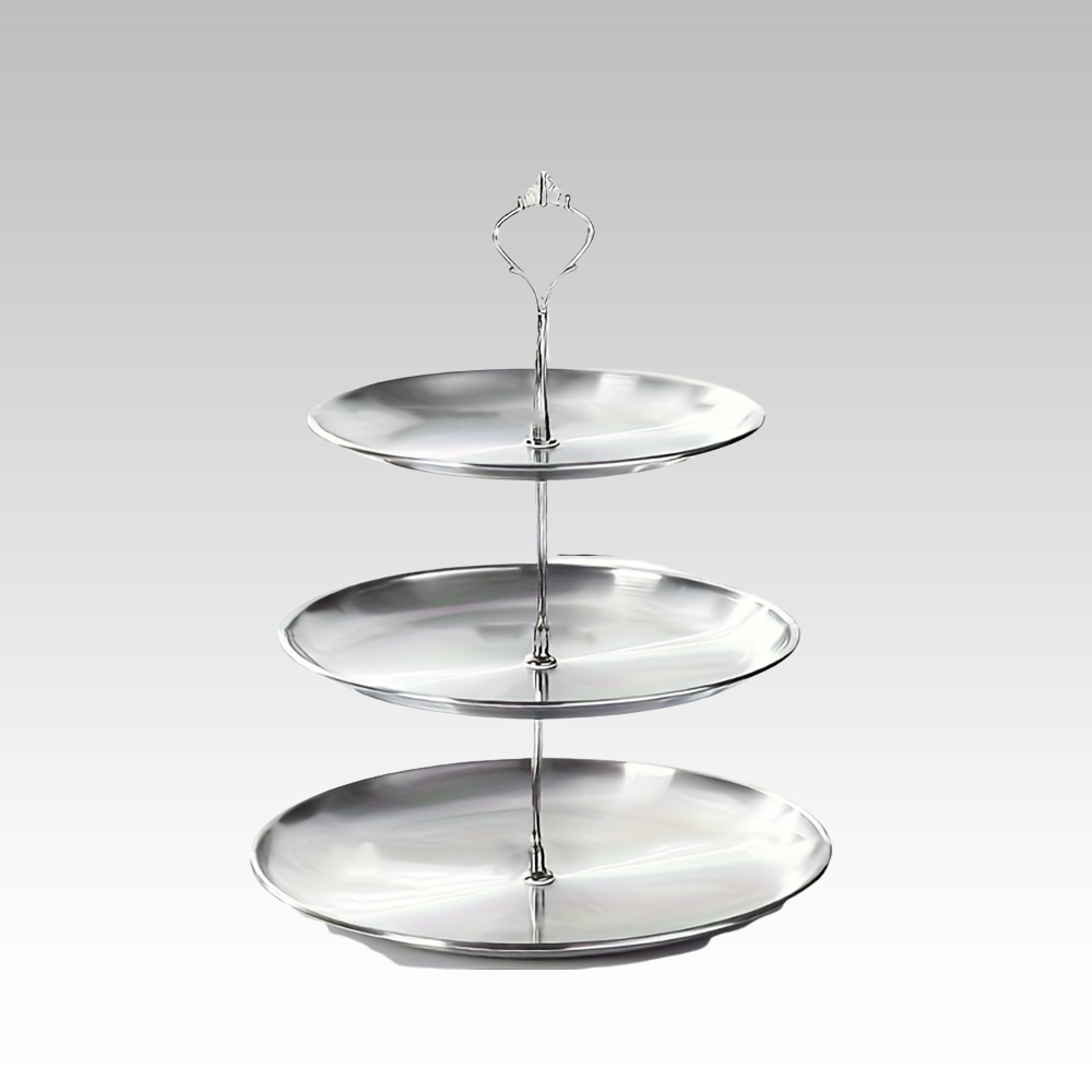 SteelTower - Elegant Triple Serving Plate for Parties Skanto