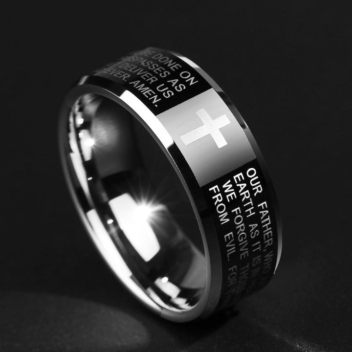 Skanto | Personlighet Menns Svart Tungstenlegeringsring med Kors, Ingen Fading, Ripesikker & Flere Poleringer