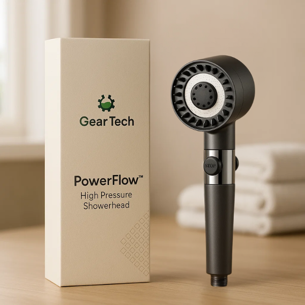 Skanto | PowerFlow™ Høyt Trykk Dusjhode | Kraftig Dusjhode for Maksimalt Vanntrykk