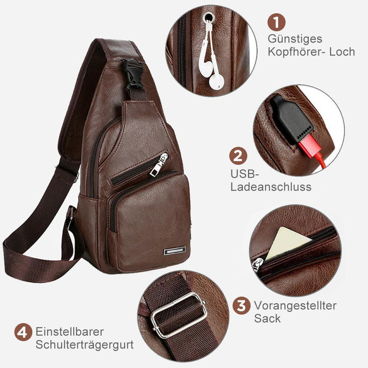 Skanto | Skulderveske Crossbody bag for menn med USB-ladeport