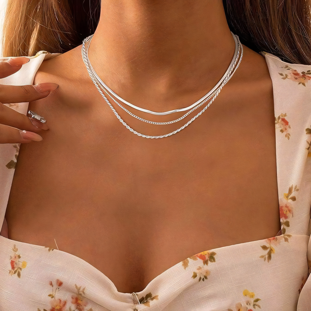 Skanto | 3pc Klassisk Halskjede Choker Stabel