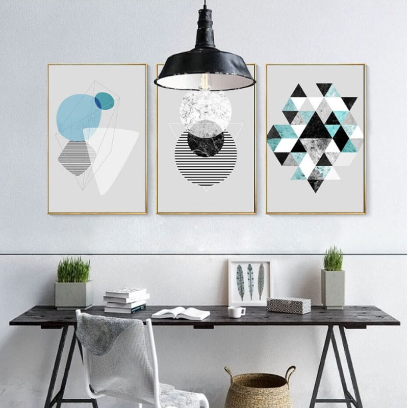 Geometrisk Kunst - Lerret Veggkunst Maleri
