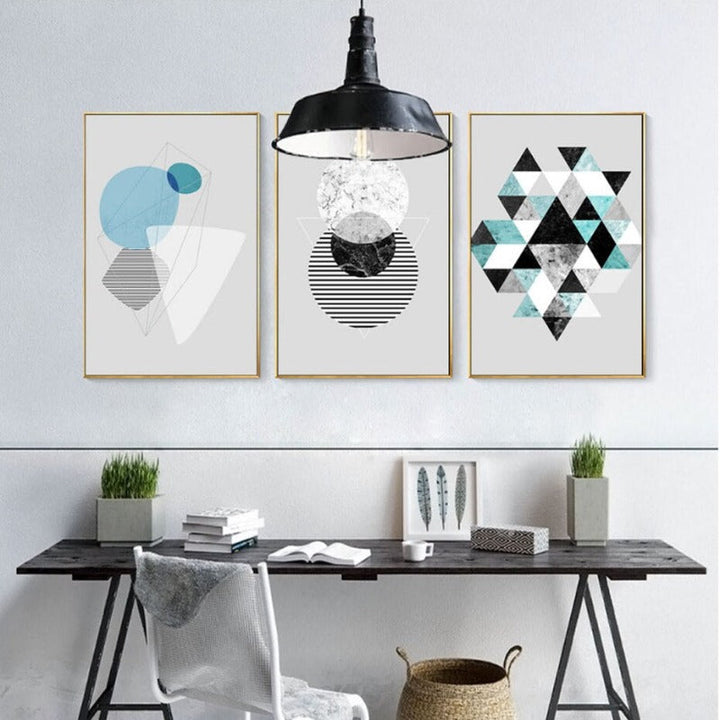 Geometrisk Kunst - Lerret Veggkunst Maleri
