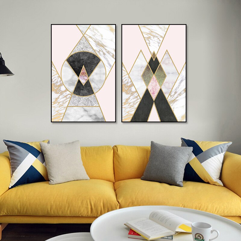 POP Pink Marmor - Lerret Veggkunst Maleri