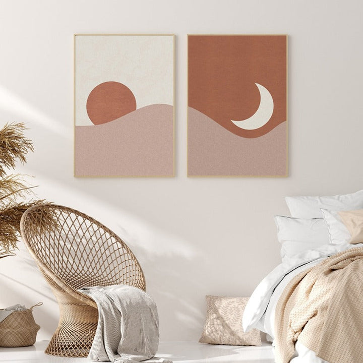 Moon To Sun And Back - Lerret Veggkunst Maleri