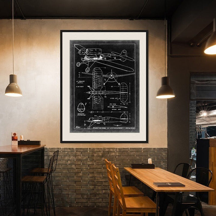 Designskisse av et vintage jagerfly – lerretsbilde