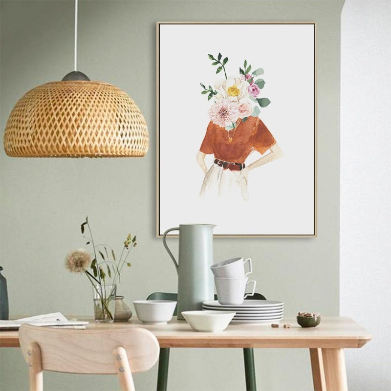 Rosa Trendy Kvinne Trykk Kvinner Mote - Lerret Veggkunst Maleri