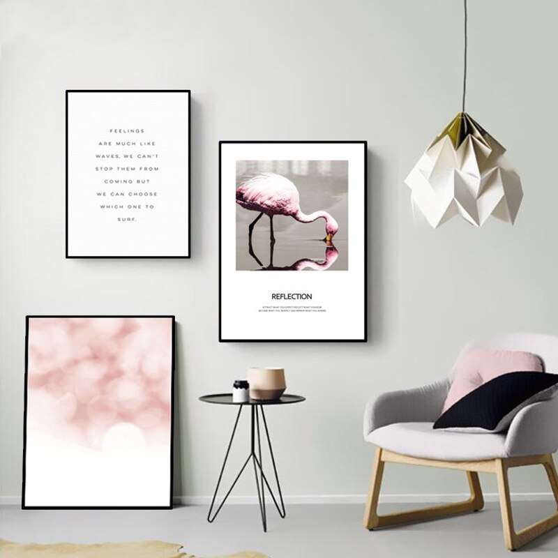 Flamingo I Landskap - Lerretvegkunstmaleri