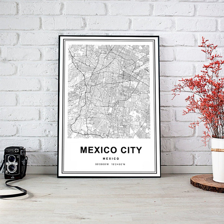 Mexiko by Kart Mexiko Trykk Kunst - Lerret Veggkunst Maleri