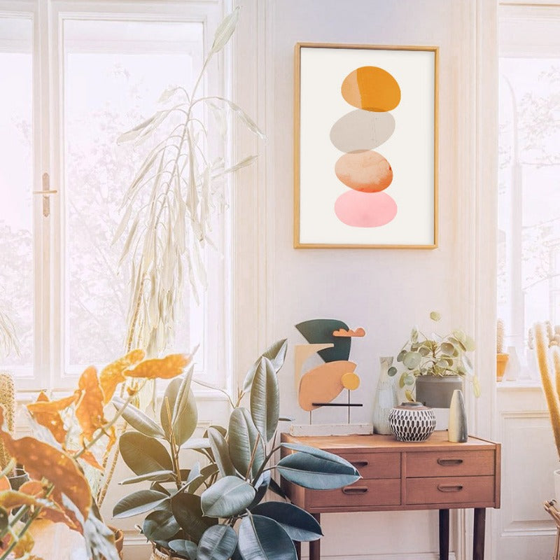 Oransje geometrisk sirkelstein - Lerretsbilde