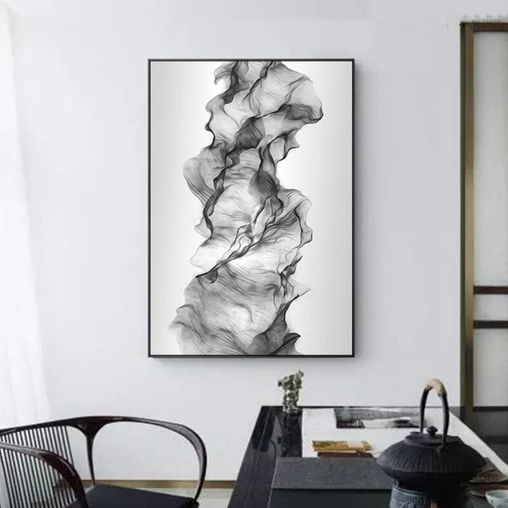 Abstract Black and White Dynamic Poster Ink Print Nordic - Canvas Wall Art Painting | Skanto