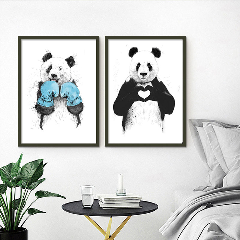 Lustiger Boxen Panda Dyr Banksy - Lerret Veggkunst Maleri