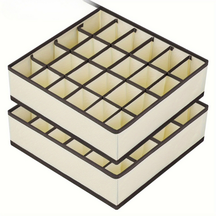 Skanto | FoldBox - 2-Pack Sammenleggbare Oppbevaringsbokser med 24 Rom