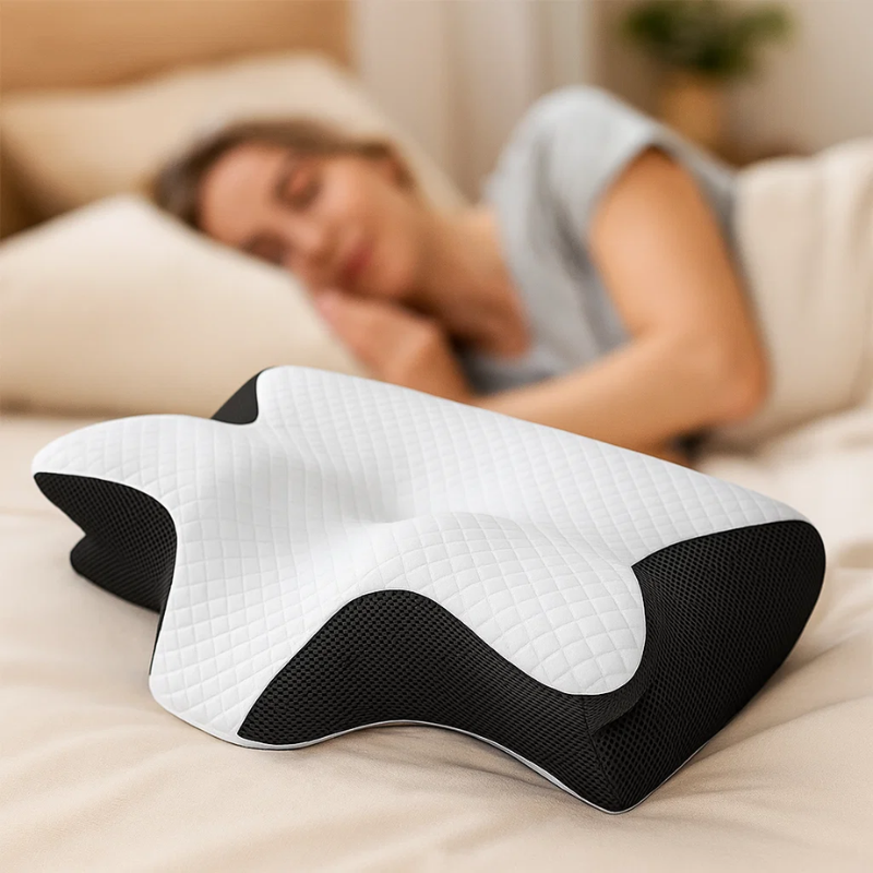 Skanto | Minne Skum Cervical Pute | Ergonomisk 2-i-1 Design for Nakke Smerte Lindring & Behagelig Søvn