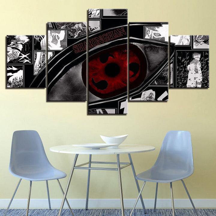 Naruto Sharingan Anime - 5-delt lerretbilde