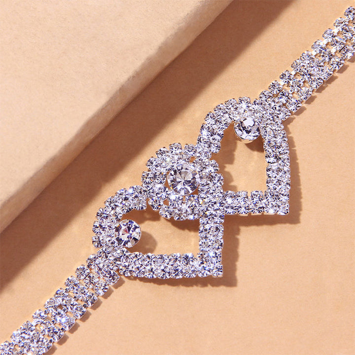 Skanto | Double Love Heart Rhinestone Anklet