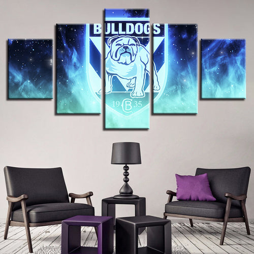 CB Bulldogs 5 deler-lerret veggkunstmaleri | Skanto