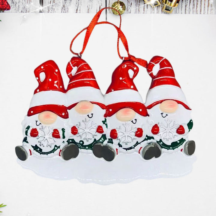 Skanto | 4 Navn-Egen Familie Jule X-mas Tre Dekorasjon Ornament med Navn-Dverger Familie