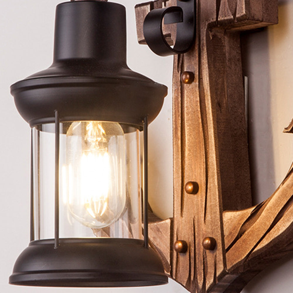 Skanto | Rustikk Tre Anker Vegglampe med Lantern