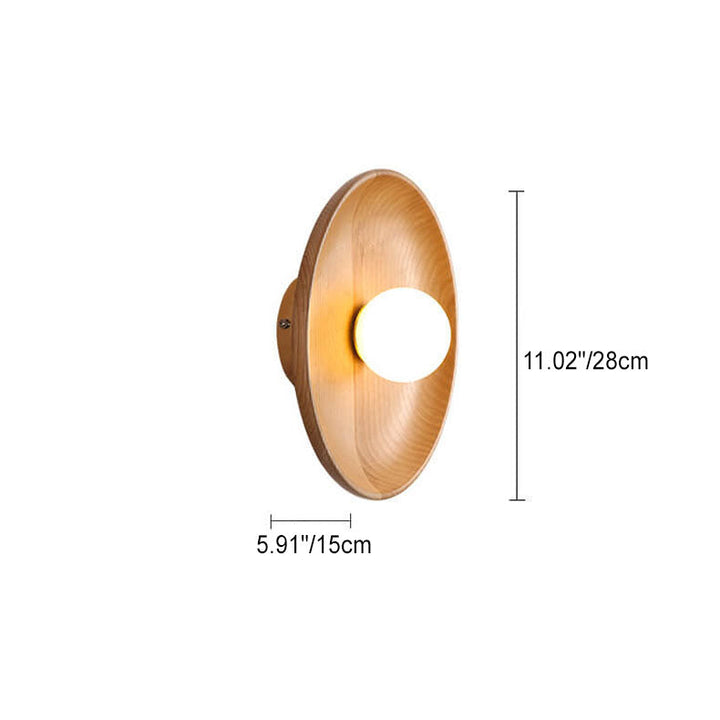 Skanto | Modern Minimalist Rund Skive Solid Tre 1-Lykt Vegglampe