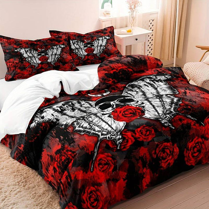 Skanto | GothicLuxe - Hodeskalle & Rose-tema Sengesett