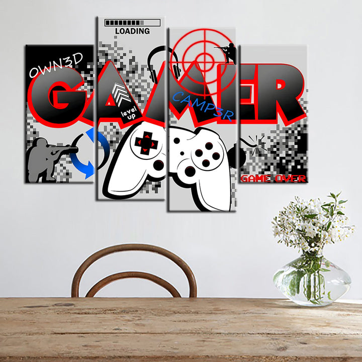 Gamer Board 4 stk - Lerret veggkunst maleri