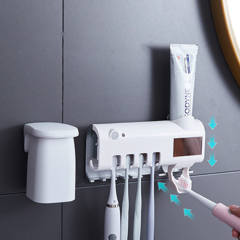 Smart UV Light Sterilizer Tandbørsteholder, Veggmontert Tannkremdispenser | Skanto