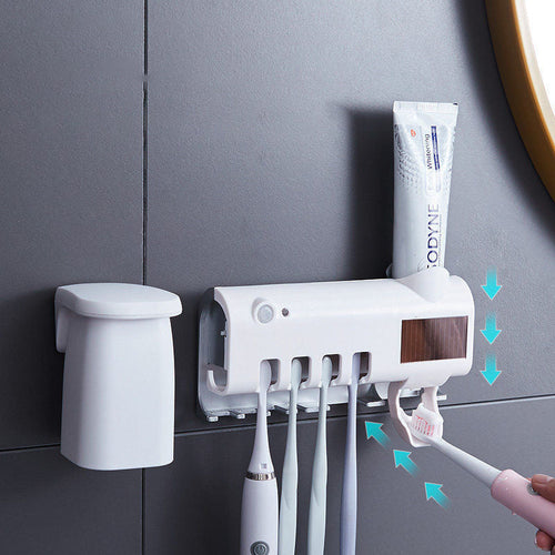 Smart UV Light Sterilizer Tandbørsteholder, Veggmontert Tannkremdispenser | Skanto