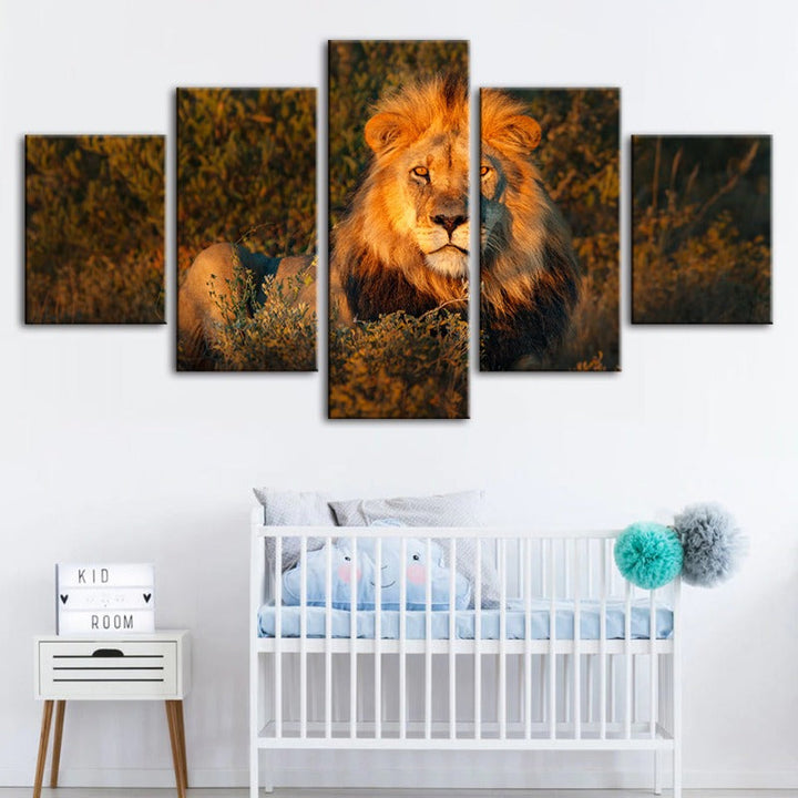 5 Pcs Divine Sunset Lion - Canvas Wall Art Painting | Skanto