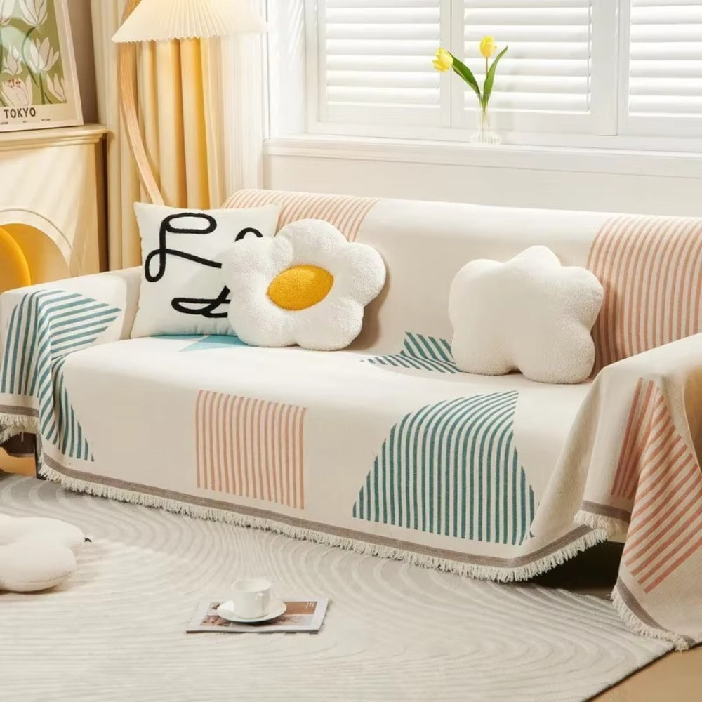 Skanto | Meringue Chenille Geometri Sofa Deksel