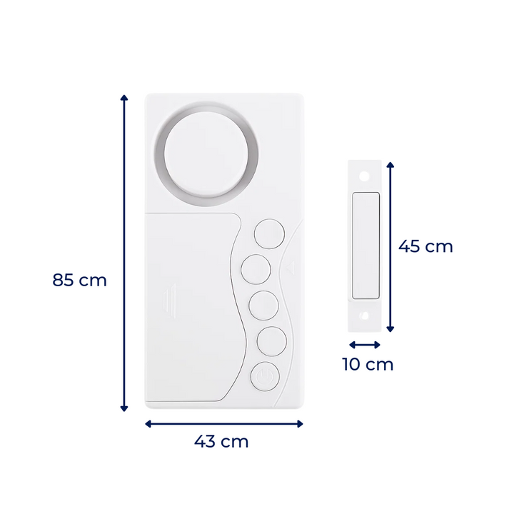 Sofortige alarmmoduser – 108dB høy lyd Slim design – Enkel installasjon – Beskytter barn & hus sikkerhet Skanto