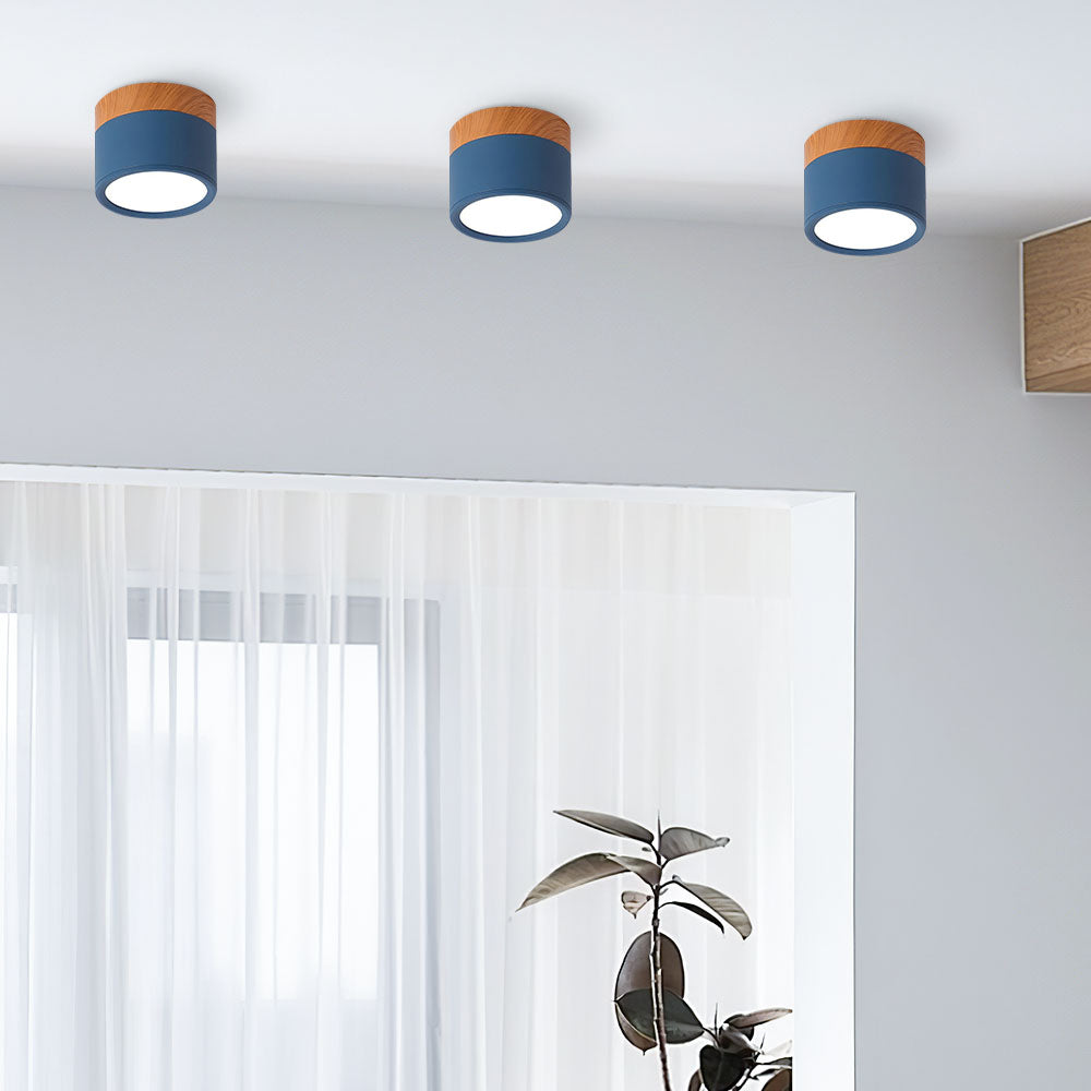 Moderne LED-deckenleuchte, flatenbündig, sylinderformig