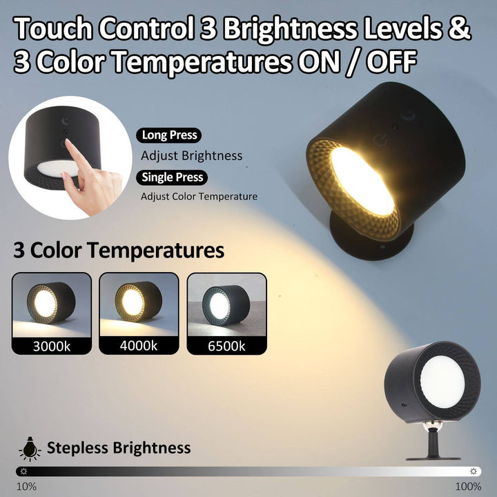 Skanto | LED Vegglampe - Oppladbar, Magnetisk & Dobbelt-Sidig Belysning for Innendørs Bruk
