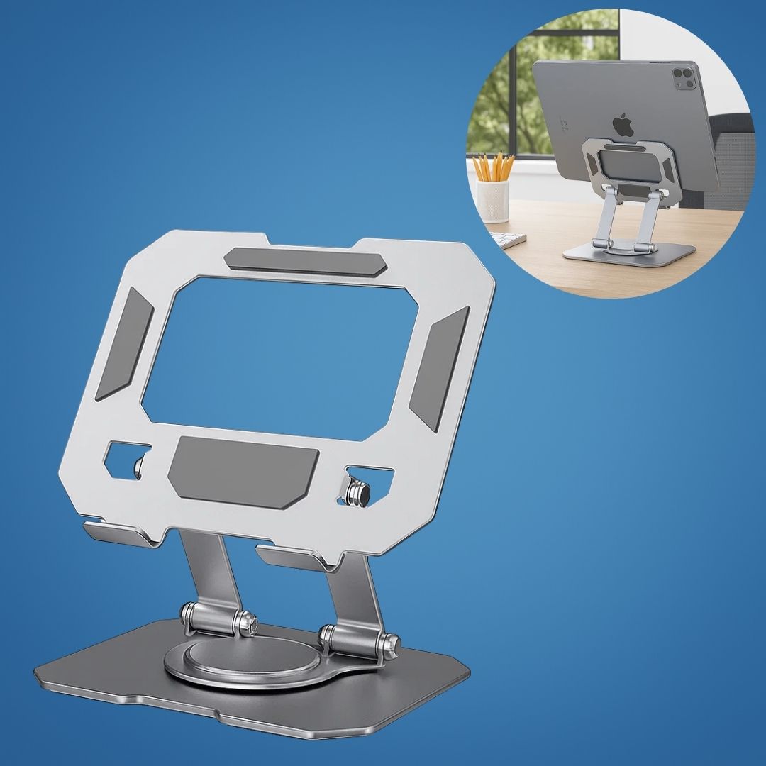 DeskEase | Justerbar Nettbrettstativ – Ergonomisk Komfort – Sammenleggbar Anti‑skli Design – Ideell for Arbeid, Studier, Reiser & Videokonferanser Skanto