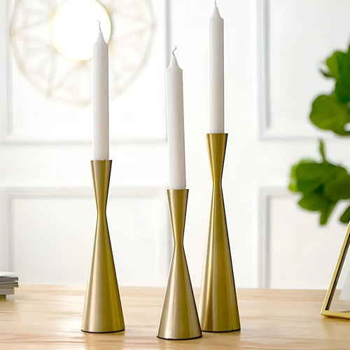 Eleganter nordischer Kerzenständer aus Messing für die Taille | 3-teiliges Sett