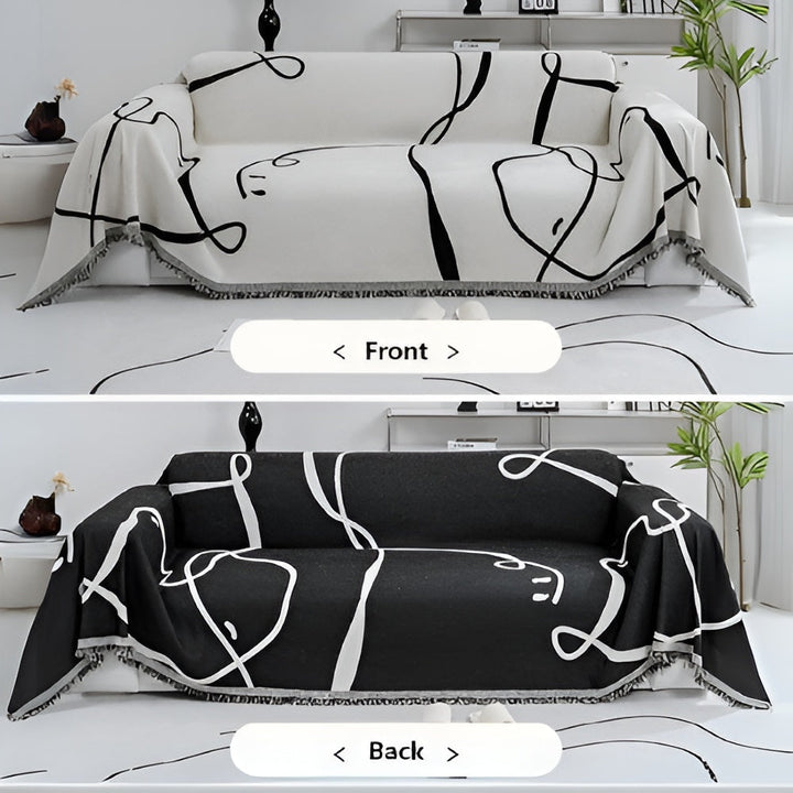 Skanto | Abstrakt Linje Reversible Chenille Sofa Cover