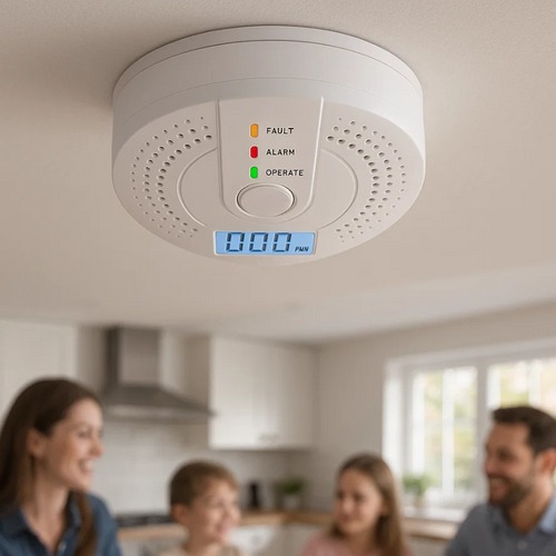 Skanto | Karbonmonoksid Detektor | Pålitelige Alarm Sensor med LCD Skjerm for Hjemmesikkerhet