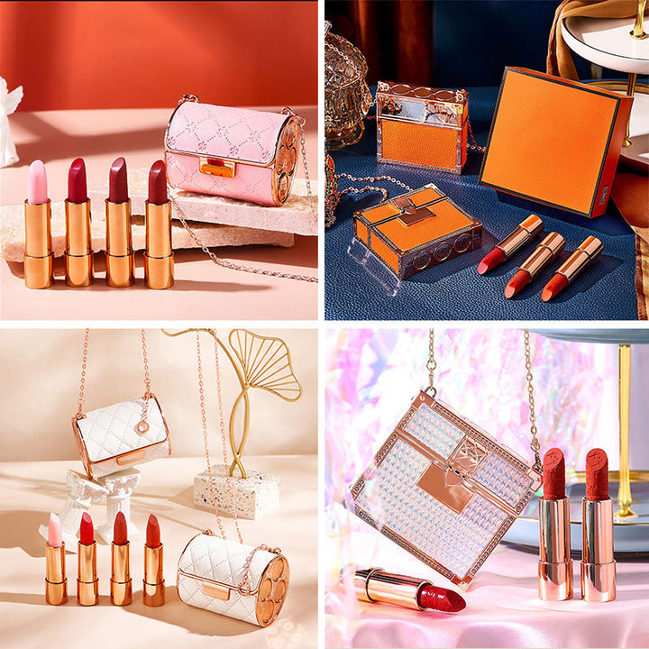 Lipstick Set Velvet Matte med Glamour Kjede Håndveske | Skanto
