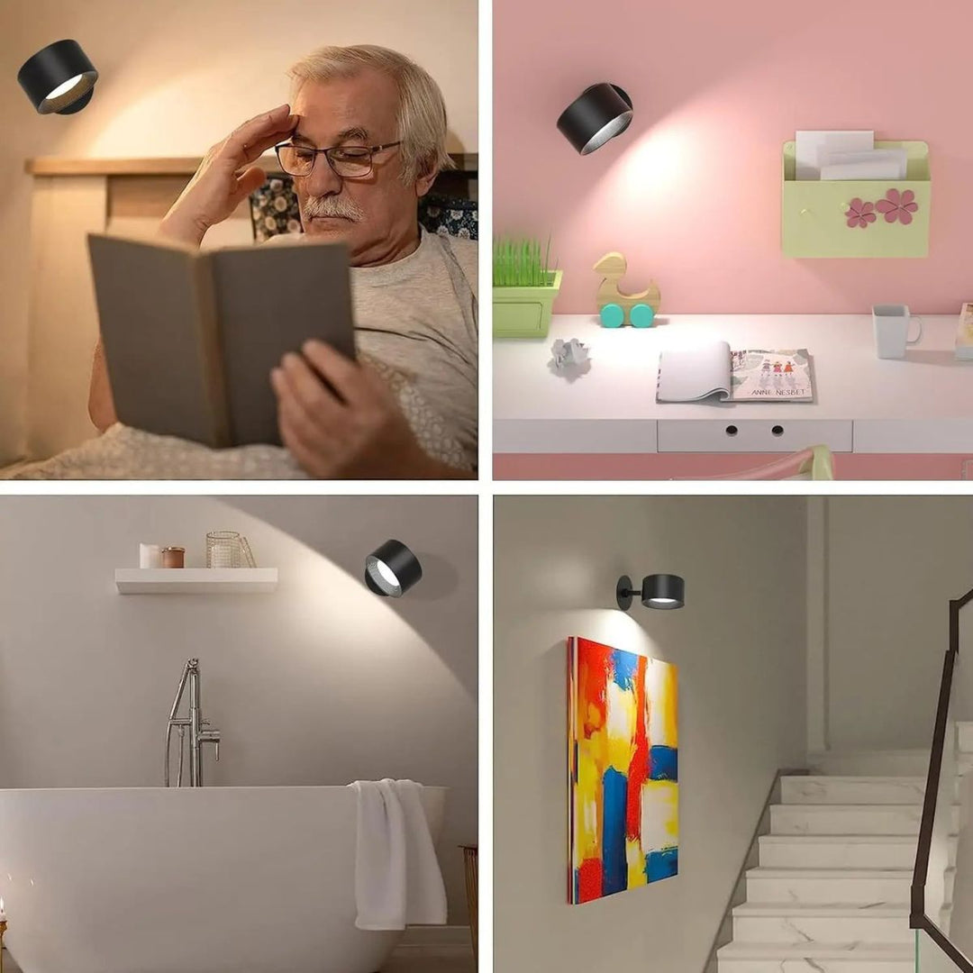 Skanto | Trådløs oppladbar 360° vegglampe | Energisparende LED, berøringskontroll og allsidig for boligbelysning