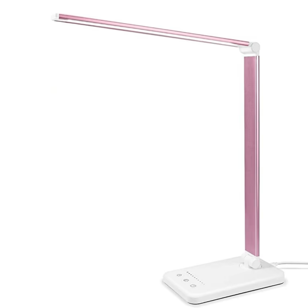 LED-Tae-lampe med USB-ladeport - 5 lysinnstillinger og Dimmae-belysningskontroll for skrivebord og leselampe
